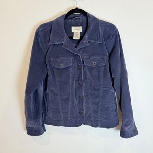 LL Bean Women's Jacket Blue Velvet Medium Cotton Spandex Casual Outerwear